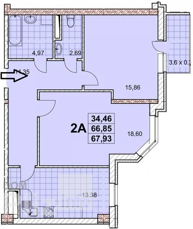 Продам 2-комнатную квартиру 75 000$(1 103 за м2) id 4767387 Dom.pliz.info изображение 1